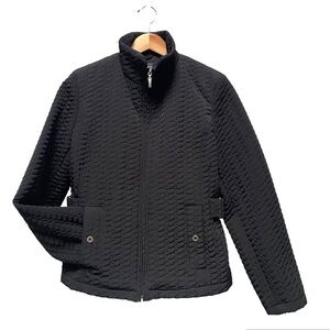 Gallery Petite Quilted Zipper Black Coat Size PM